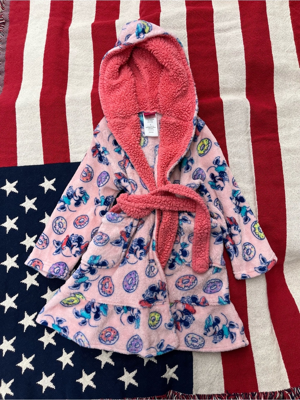 Disney Minnie Mouse Bath Robe with Donut Print Girls Size 5